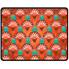 Background Floral Pattern Red Fleece Blanket (medium) 