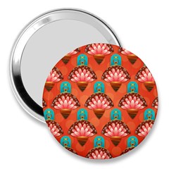 Background Floral Pattern Red 3  Handbag Mirrors