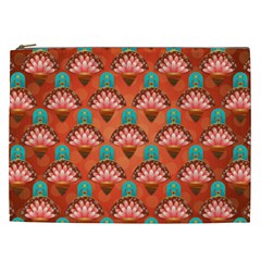 Background Floral Pattern Red Cosmetic Bag (xxl) by HermanTelo