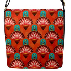 Background Floral Pattern Red Flap Closure Messenger Bag (s)