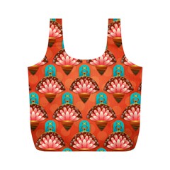 Background Floral Pattern Red Full Print Recycle Bag (m)