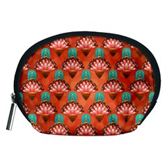 Background Floral Pattern Red Accessory Pouch (medium) by HermanTelo