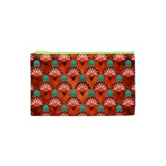 Background Floral Pattern Red Cosmetic Bag (xs) by HermanTelo