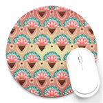 Background Floral Pattern Pink Round Mousepads Front