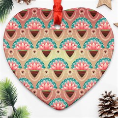 Background Floral Pattern Pink Ornament (heart) by HermanTelo