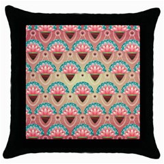 Background Floral Pattern Pink Throw Pillow Case (black) by HermanTelo