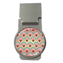 Background Floral Pattern Pink Money Clips (round)  by HermanTelo