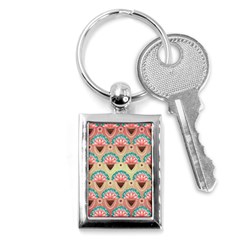 Background Floral Pattern Pink Key Chains (rectangle)  by HermanTelo