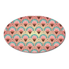 Background Floral Pattern Pink Oval Magnet by HermanTelo