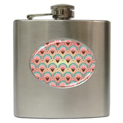 Background Floral Pattern Pink Hip Flask (6 Oz) by HermanTelo