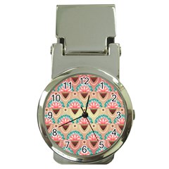 Background Floral Pattern Pink Money Clip Watches