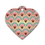 Background Floral Pattern Pink Dog Tag Heart (Two Sides) Front