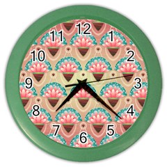 Background Floral Pattern Pink Color Wall Clock by HermanTelo