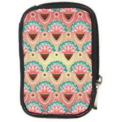 Background Floral Pattern Pink Compact Camera Leather Case by HermanTelo