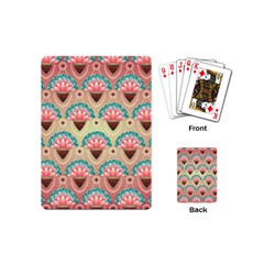 Background Floral Pattern Pink Playing Cards (mini) by HermanTelo