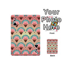 Background Floral Pattern Pink Playing Cards Double Sided (mini)