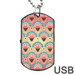 Background Floral Pattern Pink Dog Tag Usb Flash (two Sides) by HermanTelo