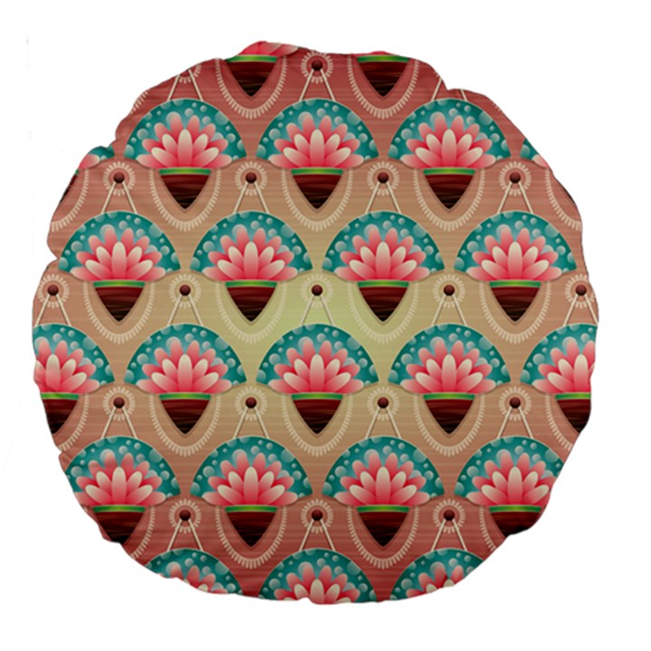 Background Floral Pattern Pink Large 18  Premium Round Cushions