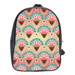 Background Floral Pattern Pink School Bag (xl)