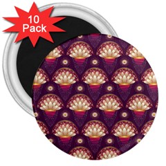 Background Floral Pattern Purple 3  Magnets (10 Pack)  by HermanTelo