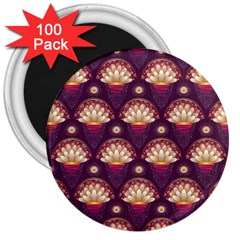 Background Floral Pattern Purple 3  Magnets (100 pack)