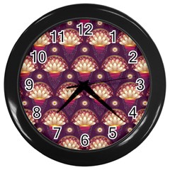 Background Floral Pattern Purple Wall Clock (Black)