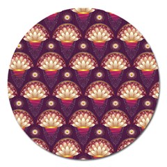 Background Floral Pattern Purple Magnet 5  (Round)