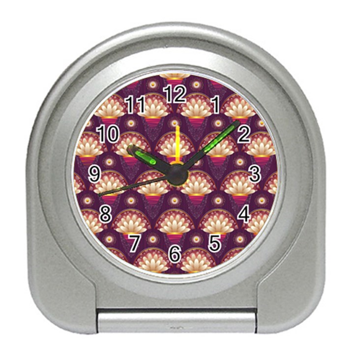 Background Floral Pattern Purple Travel Alarm Clock