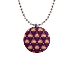 Background Floral Pattern Purple 1  Button Necklace