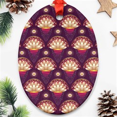 Background Floral Pattern Purple Oval Ornament (Two Sides)