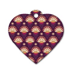 Background Floral Pattern Purple Dog Tag Heart (two Sides)