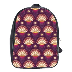 Background Floral Pattern Purple School Bag (large)