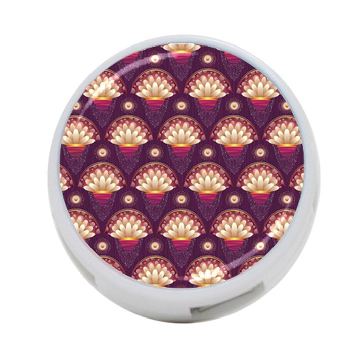 Background Floral Pattern Purple 4-Port USB Hub (Two Sides)