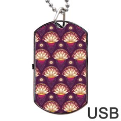 Background Floral Pattern Purple Dog Tag USB Flash (Two Sides)