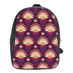 Background Floral Pattern Purple School Bag (XL)