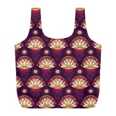 Background Floral Pattern Purple Full Print Recycle Bag (L)