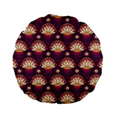 Background Floral Pattern Purple Standard 15  Premium Flano Round Cushions