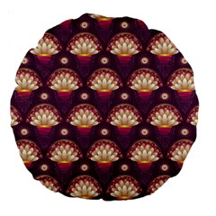 Background Floral Pattern Purple Large 18  Premium Flano Round Cushions