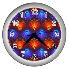 Background Colorful Abstract Wall Clock (silver) by HermanTelo