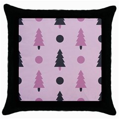 Christmas Tree Fir Den Throw Pillow Case (black) by HermanTelo