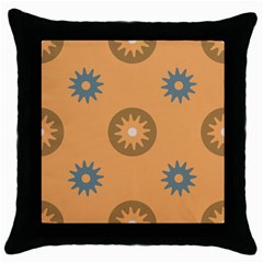 Flowers Screws Rounds Circle Throw Pillow Case (black) by HermanTelo