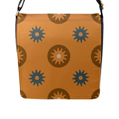 Flowers Screws Rounds Circle Flap Closure Messenger Bag (l) by HermanTelo