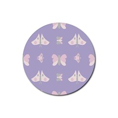 Butterfly Butterflies Merry Girls Rubber Round Coaster (4 Pack) 