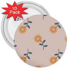 Flowers Continuous Pattern Nature 3  Buttons (10 Pack)  by HermanTelo