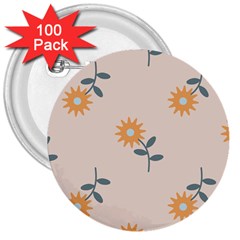 Flowers Continuous Pattern Nature 3  Buttons (100 Pack)  by HermanTelo