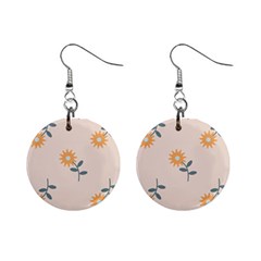 Flowers Continuous Pattern Nature Mini Button Earrings by HermanTelo