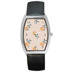 Flowers Continuous Pattern Nature Barrel Style Metal Watch by HermanTelo