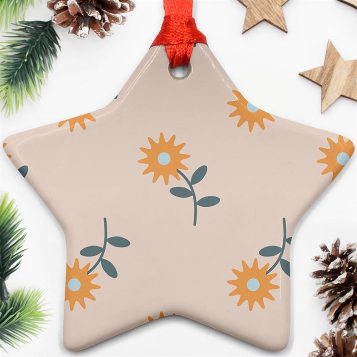 Flowers Continuous Pattern Nature Star Ornament (Two Sides)