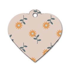 Flowers Continuous Pattern Nature Dog Tag Heart (one Side) by HermanTelo