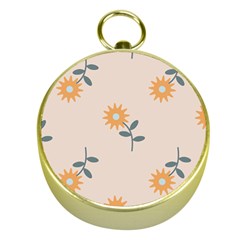 Flowers Continuous Pattern Nature Gold Compasses